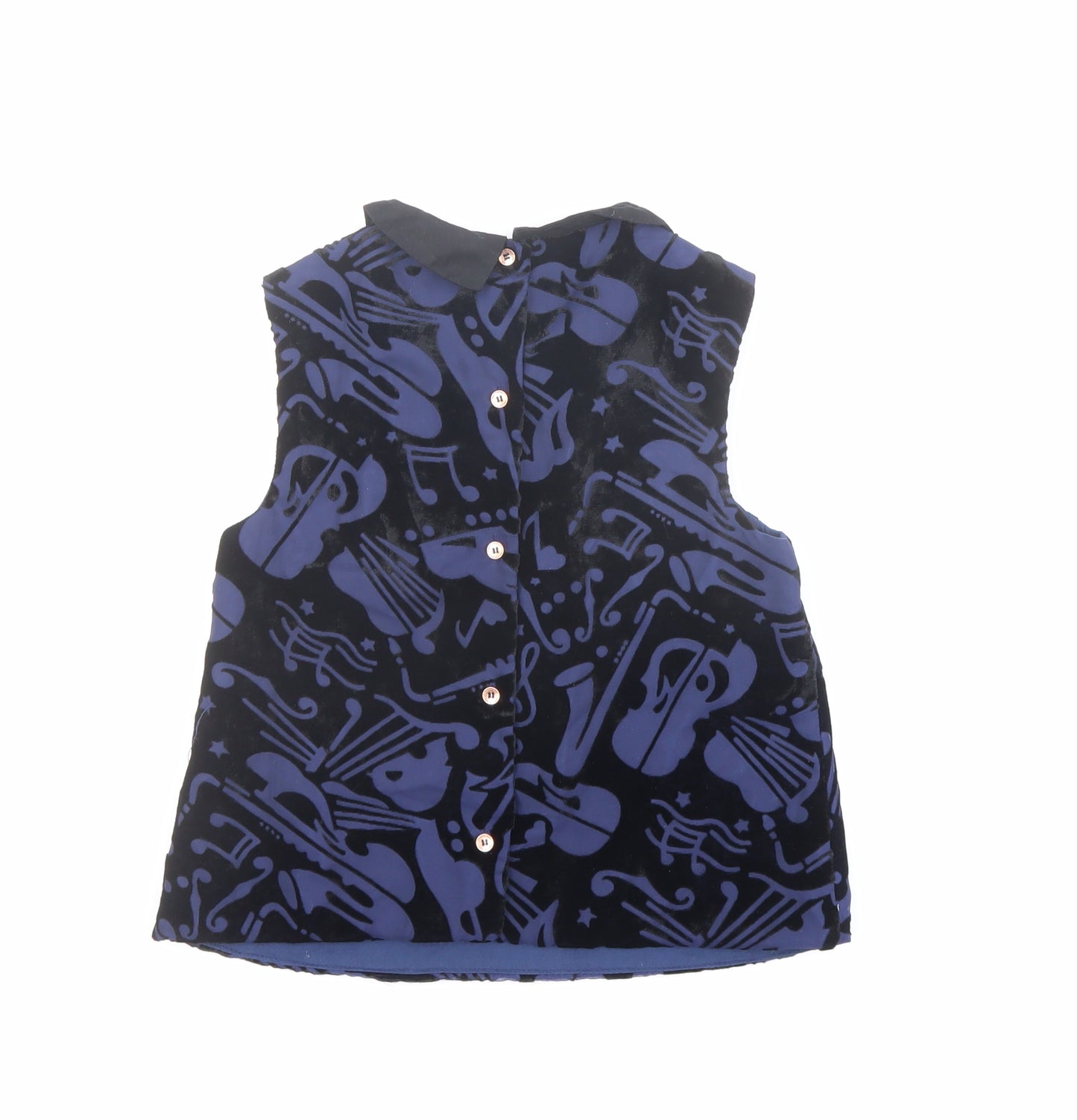Autograph Girls Blue Geometric Viscose Basic Blouse Size 8-9 Years Collared Button
