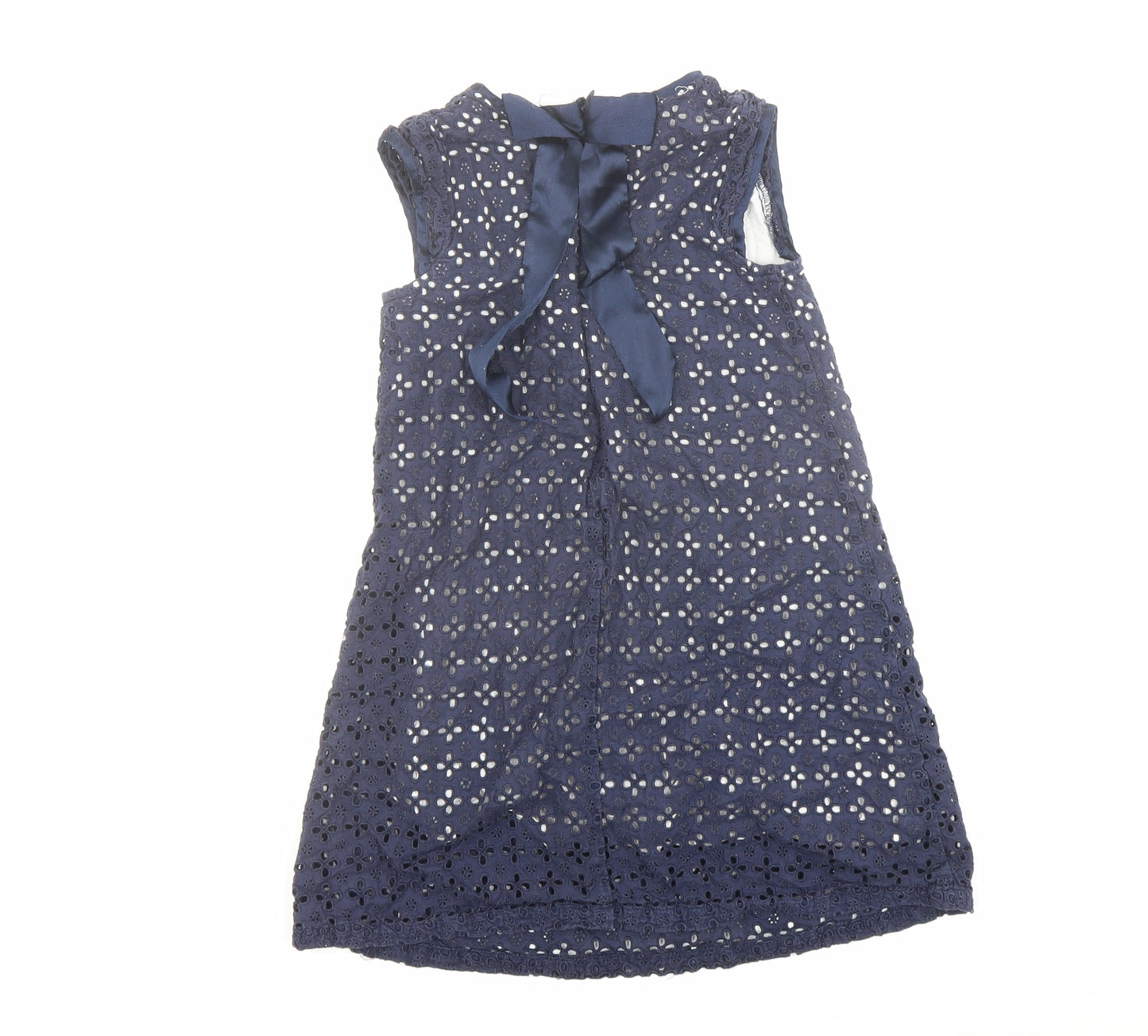 Jigsaw Girls Blue Geometric Cotton A-Line Size 8-9 Years Round Neck Zip