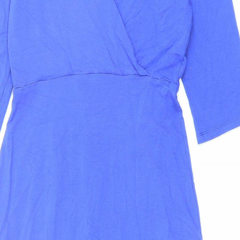 L.K. Bennett Womens Blue Viscose Pencil Dress Size 10 Boat Neck Pullover