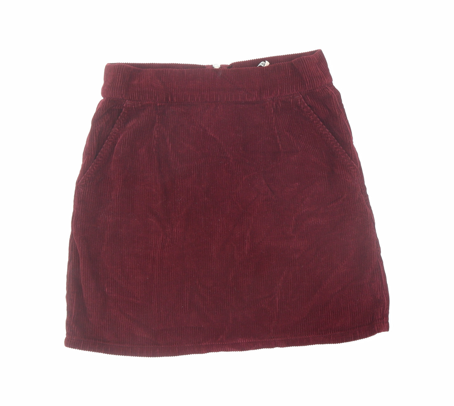 Topshop Womens Red Cotton Mini Skirt Size 10 Zip