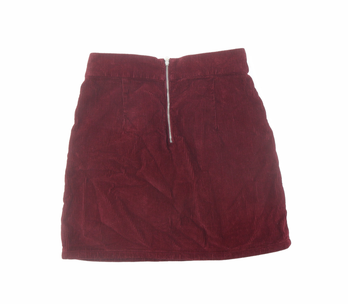 Topshop Womens Red Cotton Mini Skirt Size 10 Zip