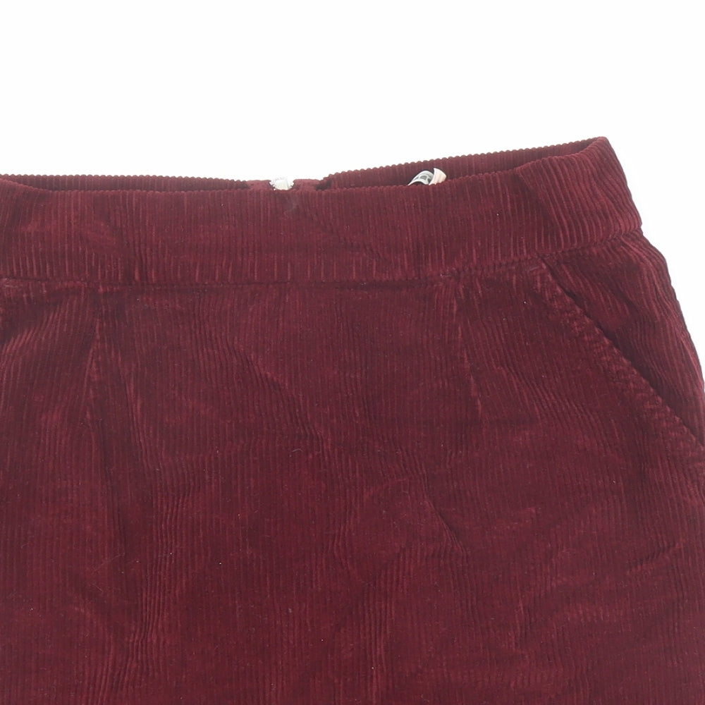 Topshop Womens Red Cotton Mini Skirt Size 10 Zip