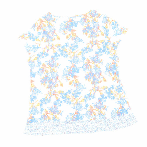 Per Una Womens Ivory Floral Cotton Basic T-Shirt Size 22 Scoop Neck