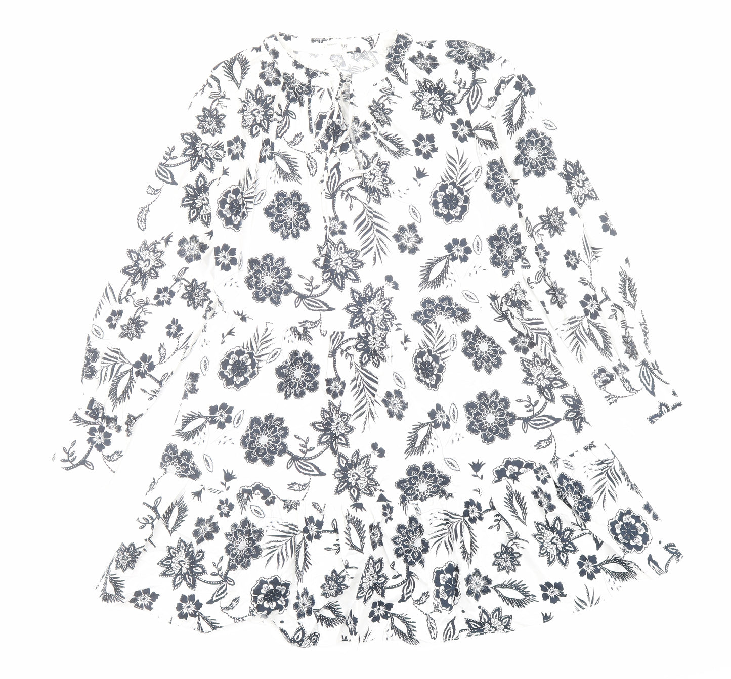 Glamorous Womens White Floral Cotton A-Line Size 6 V-Neck Pullover