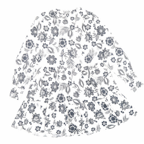 Glamorous Womens White Floral Cotton A-Line Size 6 V-Neck Pullover