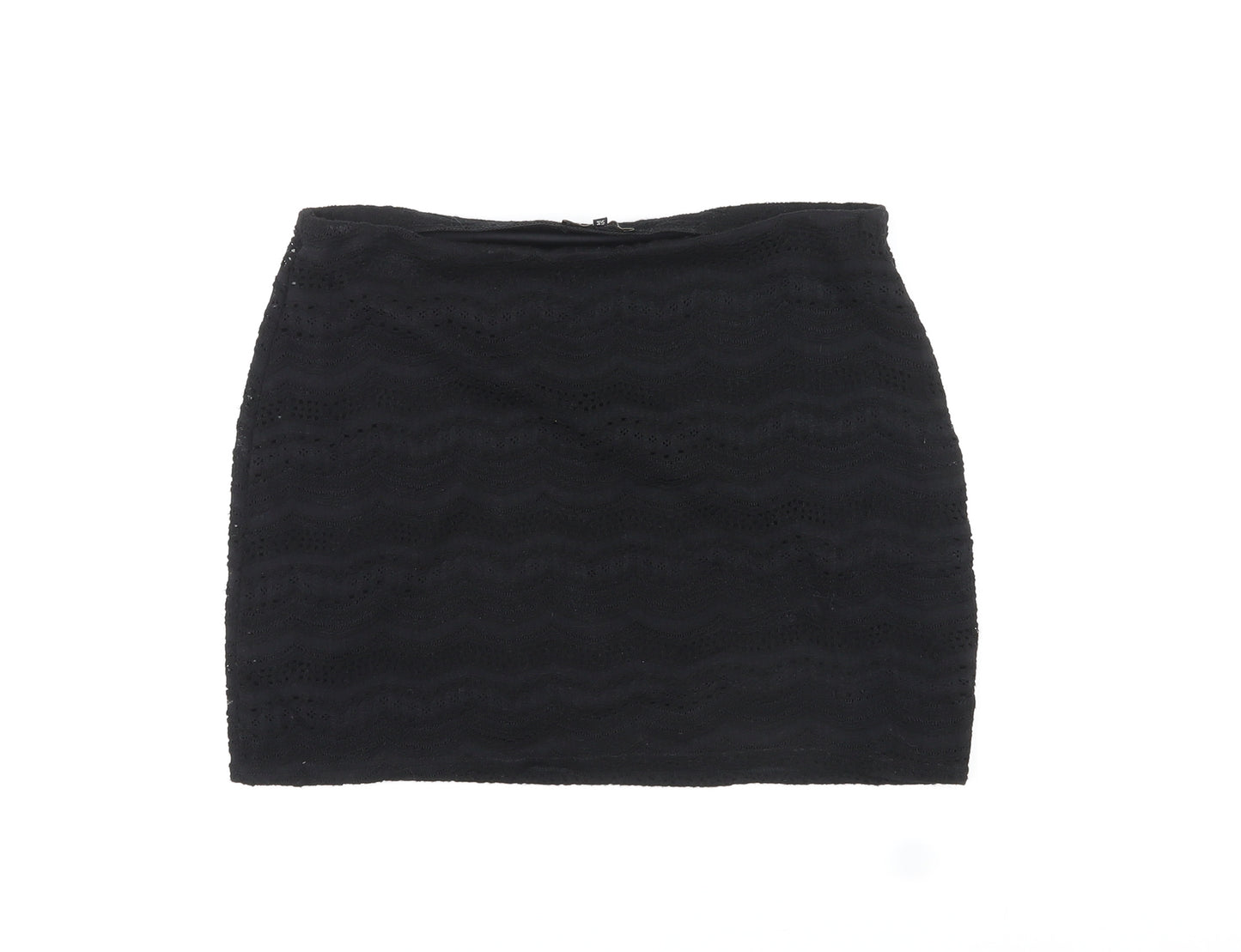 River Island Womens Black Geometric Viscose Mini Skirt Size 16