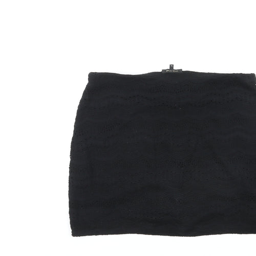River Island Womens Black Geometric Viscose Mini Skirt Size 16