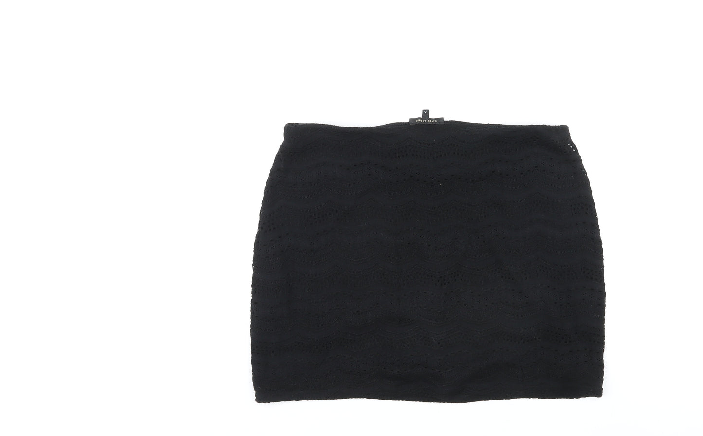 River Island Womens Black Geometric Viscose Mini Skirt Size 16
