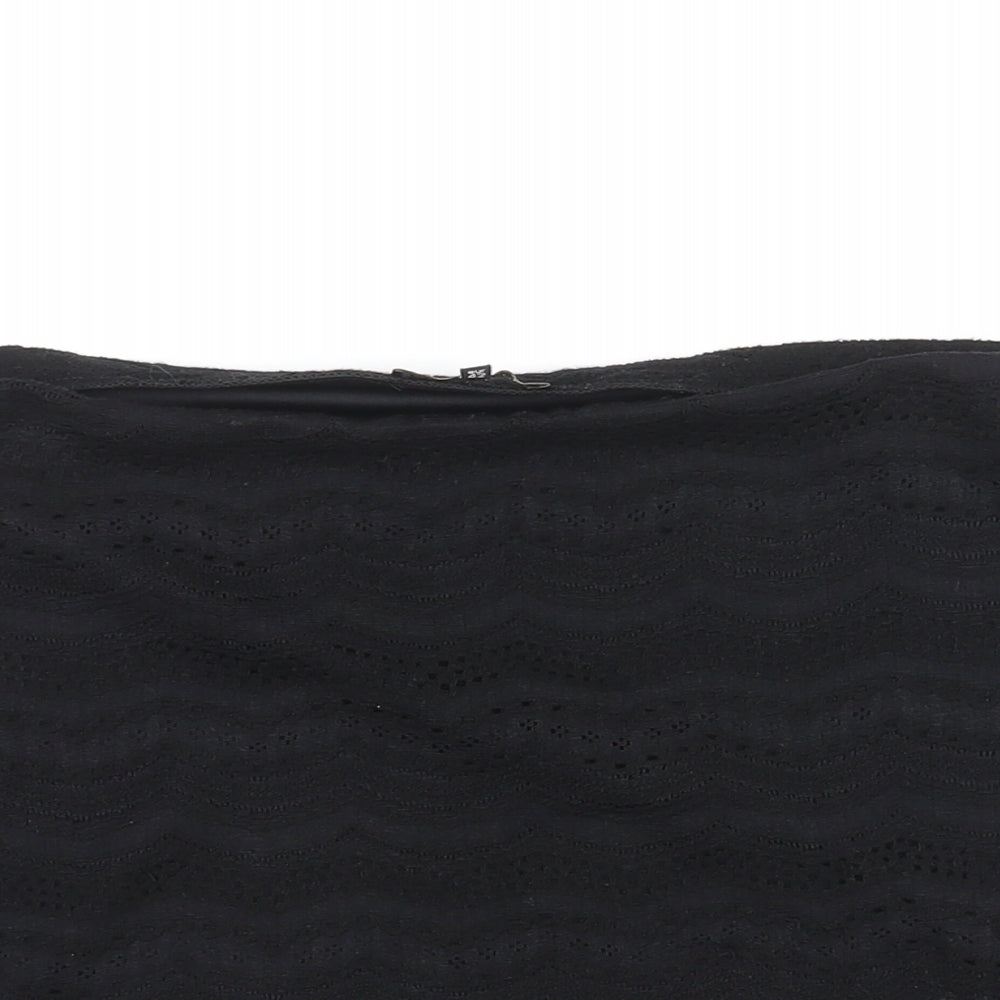 River Island Womens Black Geometric Viscose Mini Skirt Size 16
