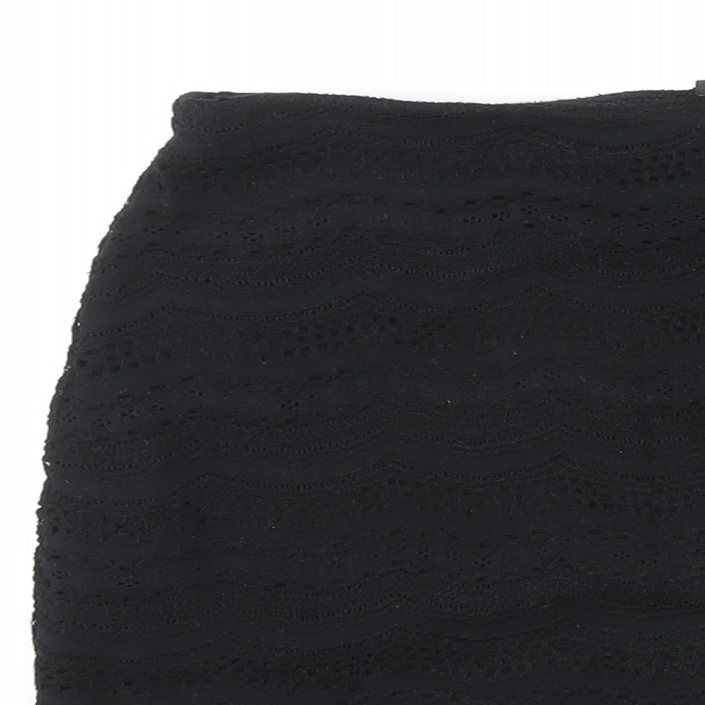 River Island Womens Black Geometric Viscose Mini Skirt Size 16