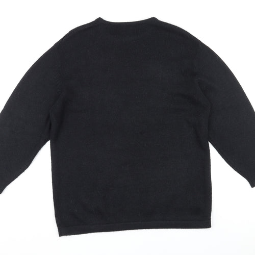 Emerica Womens Black Round Neck Acrylic Pullover Jumper Size 6 - Embellished design on front
