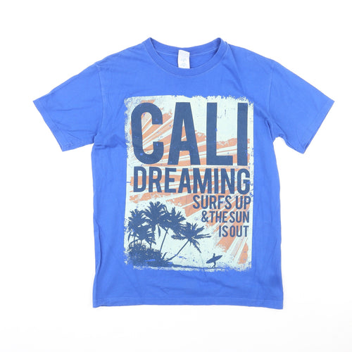 Gildan Mens Blue Cotton T-Shirt Size M Round Neck - Cali Dreaming