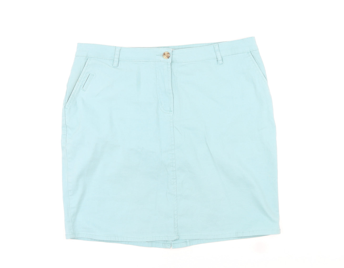 Capsule Womens Blue Cotton A-Line Skirt Size 16 Zip - Pockets