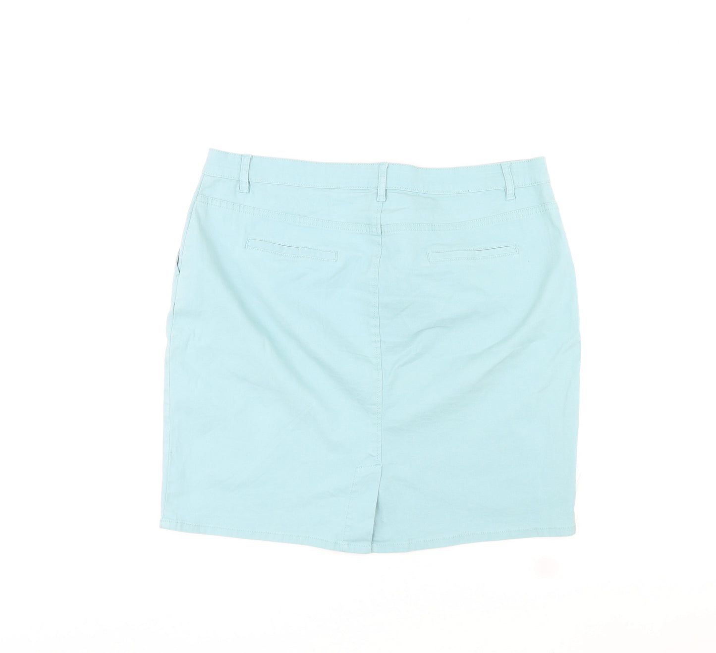 Capsule Womens Blue Cotton A-Line Skirt Size 16 Zip - Pockets