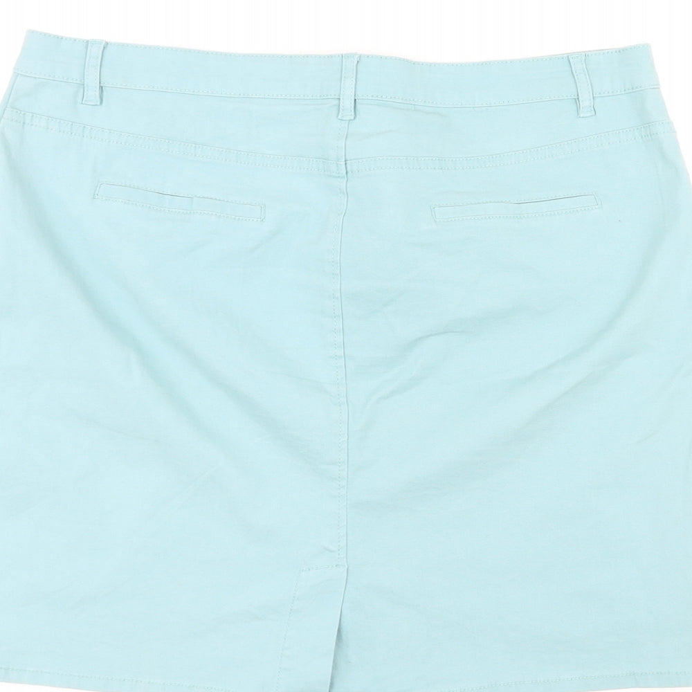 Capsule Womens Blue Cotton A-Line Skirt Size 16 Zip - Pockets