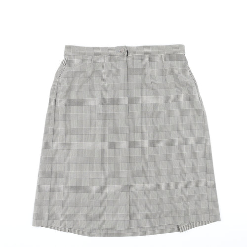 St Michael Womens Brown Plaid Polyester Pleated Skirt Size 18 Zip