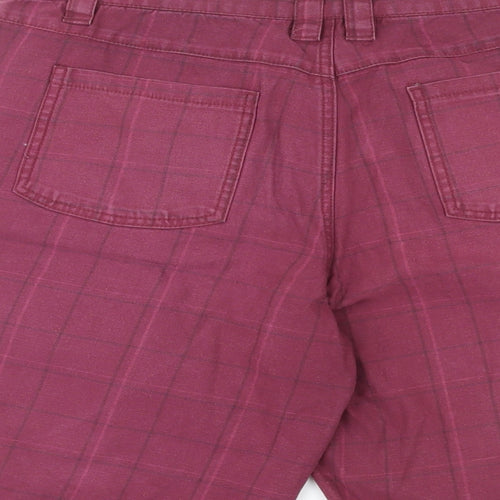 Kangol Mens Red Plaid Polyester Bermuda Shorts Size M L12 in Regular Zip