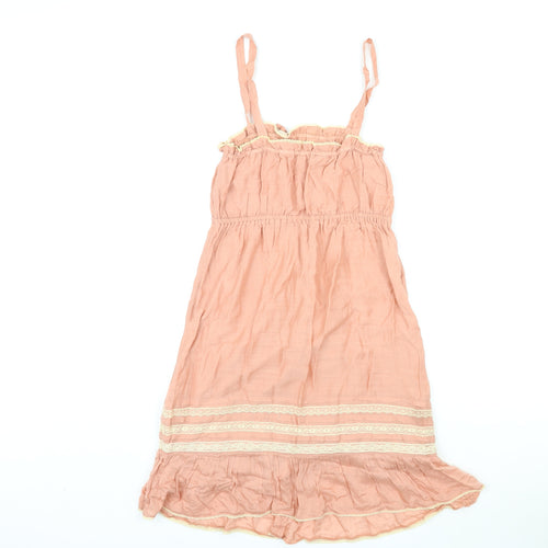 New Look Womens Pink Viscose Tank Dress Size 8 Round Neck Pullover