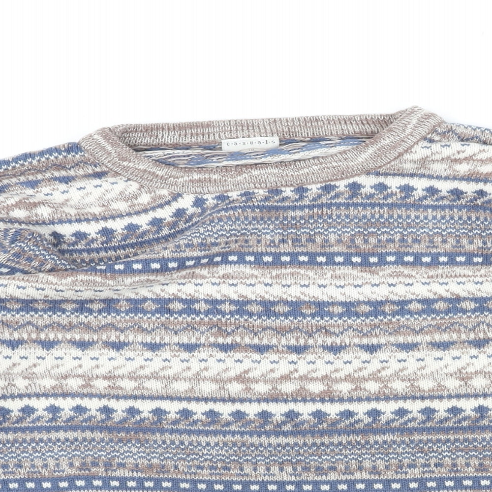 Casuals Womens Multicoloured Round Neck Geometric Polyester Pullover Jumper Size 14