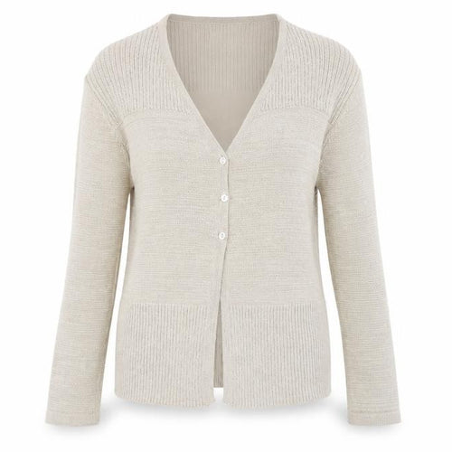 Klass Womens Beige V-Neck Nylon Cardigan Jumper Size XL