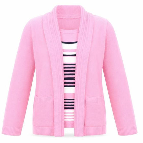 Hand to Hand Womens Pink Round Neck Striped Acrylic Pullover Jumper Size L - Twin Set