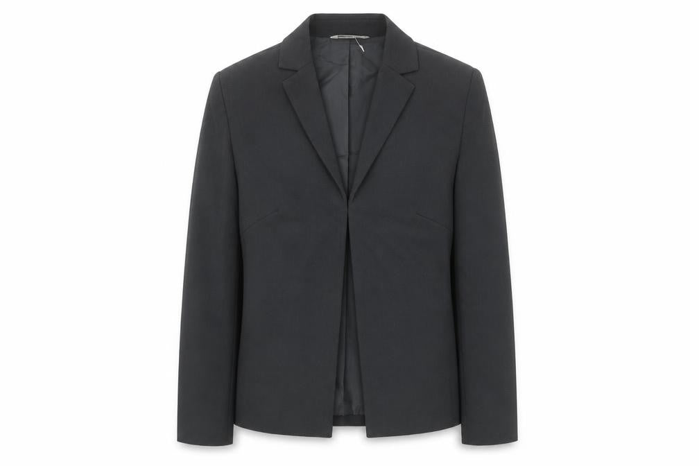 Front view of Marks & Spencer women’s black jacket, size UK 12, hook & eye