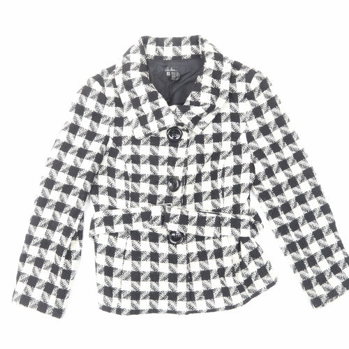 Jem basic Womens Ivory Plaid Jacket Size M Button