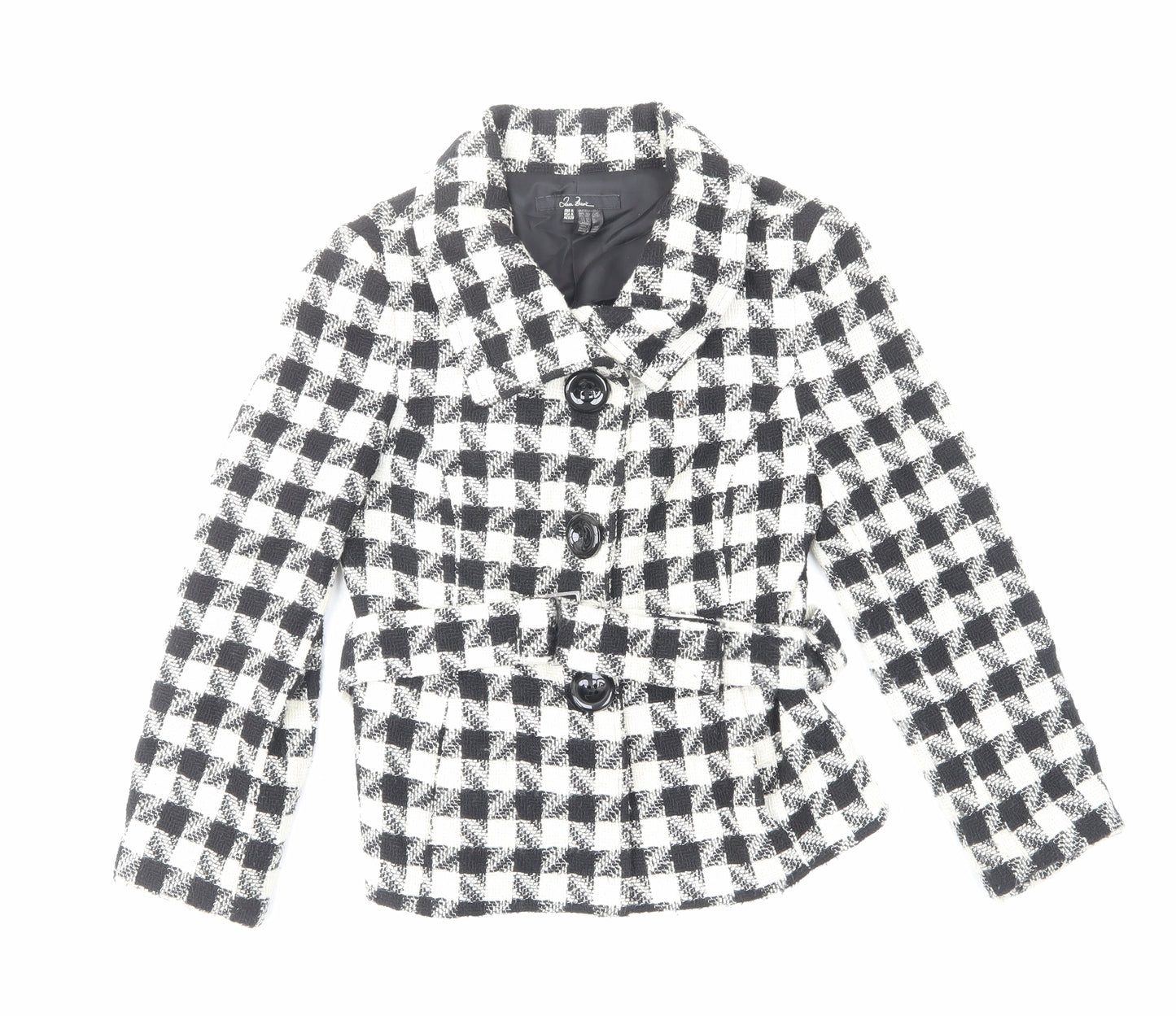 Jem basic Womens Ivory Plaid Jacket Size M Button