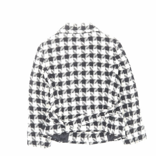 Jem basic Womens Ivory Plaid Jacket Size M Button