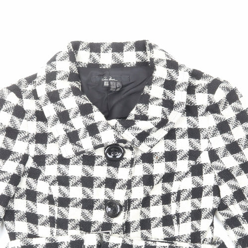 Jem basic Womens Ivory Plaid Jacket Size M Button