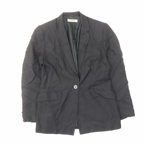 Planet Womens Black Jacket Blazer Size 8 Button