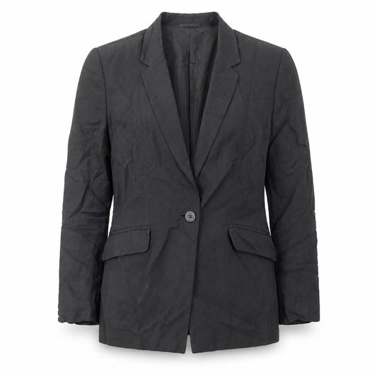 Front view of Planet women’s black jacket blazer, size UK 8, button
