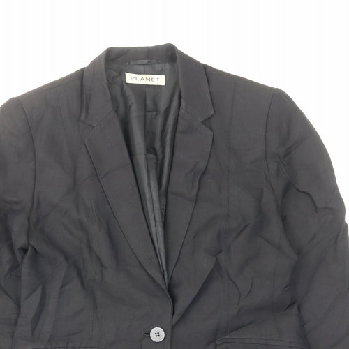 Planet Womens Black Jacket Blazer Size 8 Button