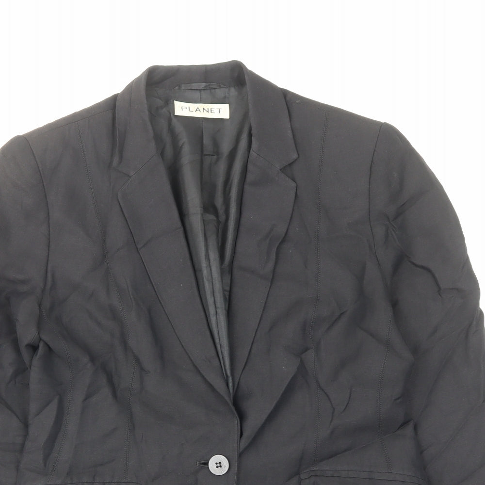 Planet Womens Black Jacket Blazer Size 8 Button