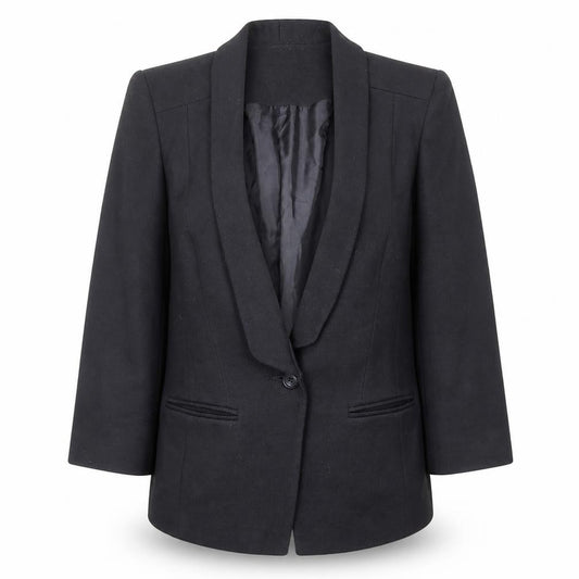 Front view of ASOS women’s blue jacket blazer, size UK 16, button