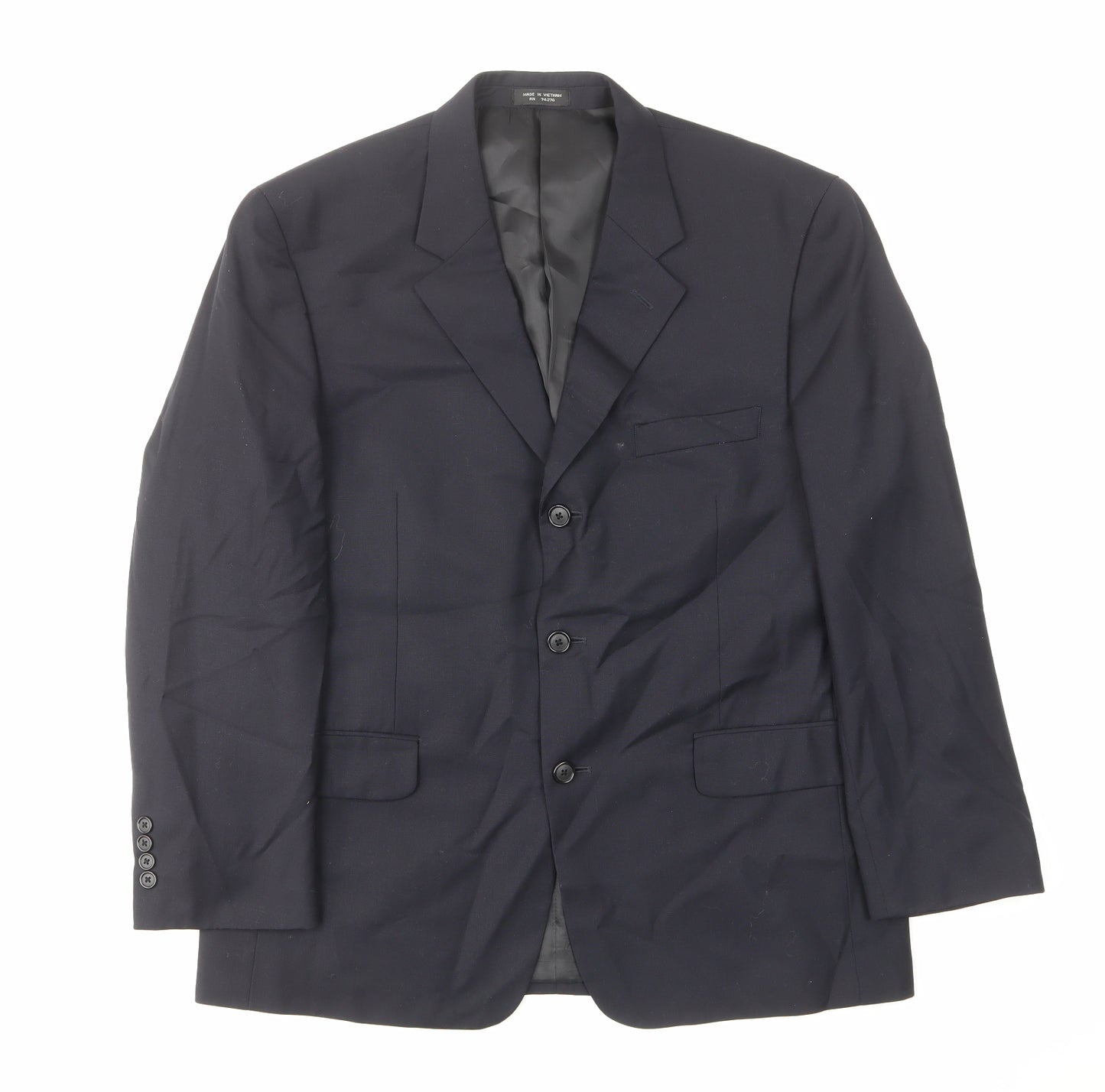 jeremy cobb Mens Blue Wool Jacket Suit Jacket Size 42 Regular