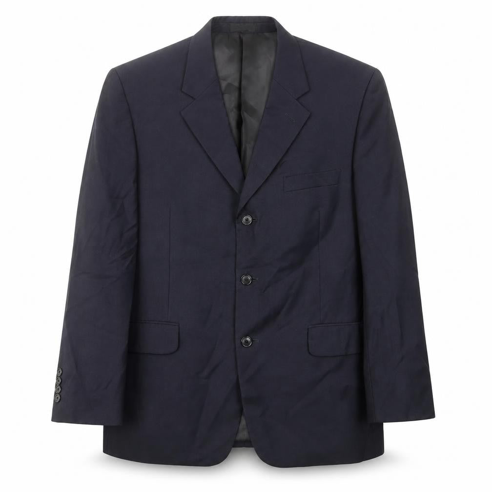 Front view of jeremy cobb men’s blue wool jacket suit jacket, size 42, regular