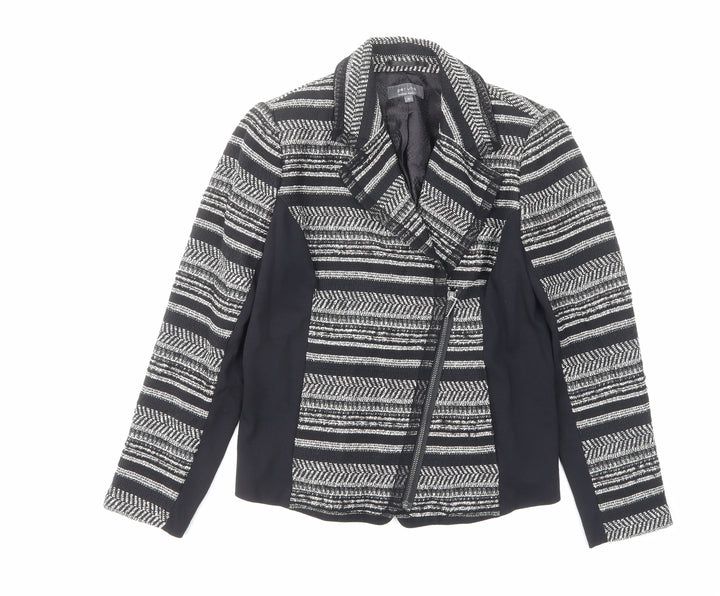 Per Una Womens Black Plaid Jacket Size 12 Zip