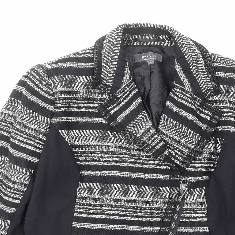 Per Una Womens Black Plaid Jacket Size 12 Zip