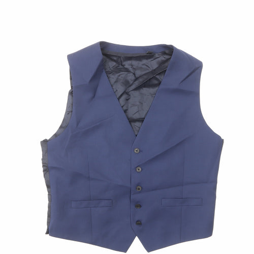Marks and Spencer Mens Blue Wool Jacket Suit Waistcoat Size 44 Regular