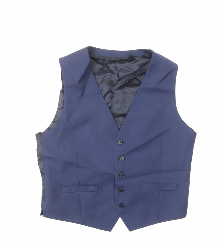Marks and Spencer Mens Blue Wool Jacket Suit Waistcoat Size 44 Regular