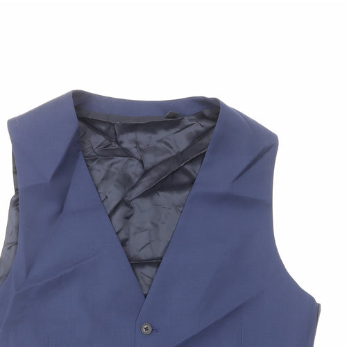 Marks and Spencer Mens Blue Wool Jacket Suit Waistcoat Size 44 Regular