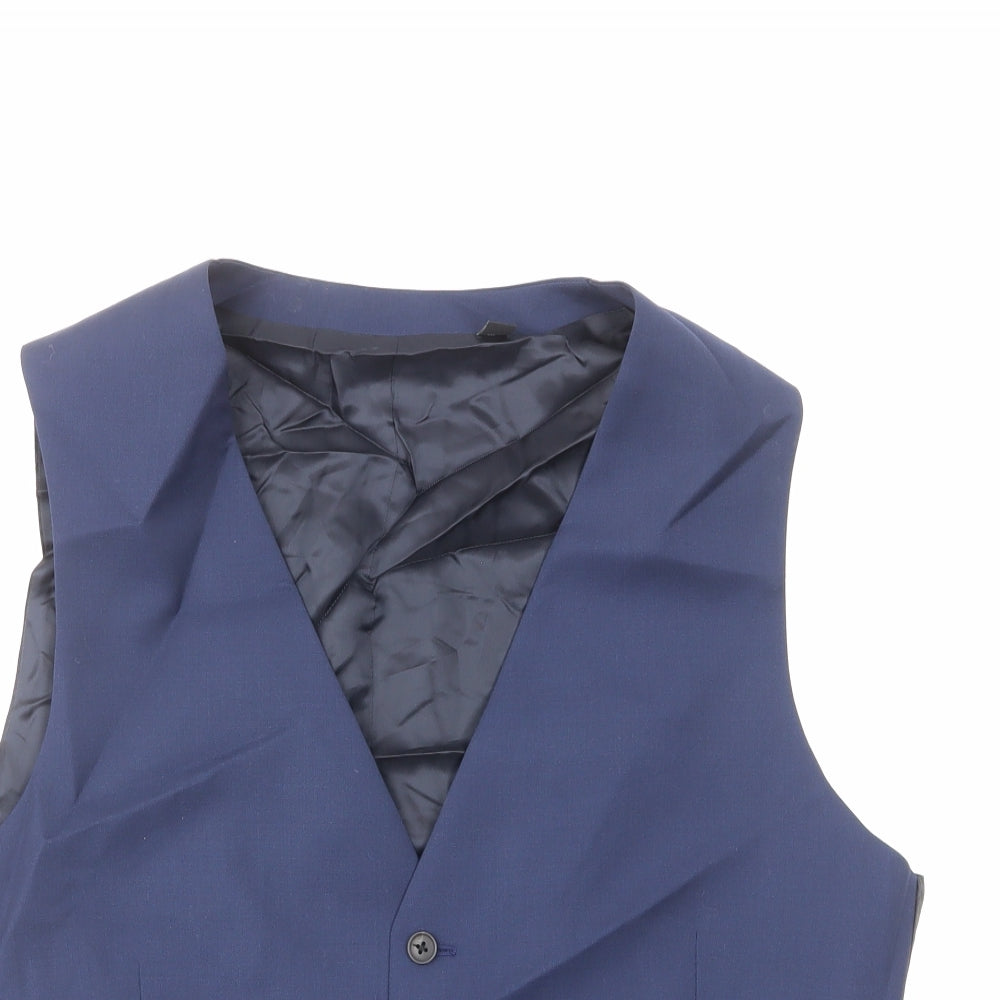 Marks and Spencer Mens Blue Wool Jacket Suit Waistcoat Size 44 Regular