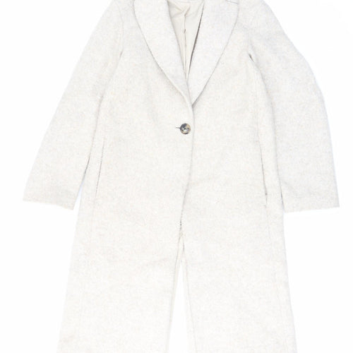 H&M Womens Beige Overcoat Coat Size XS Button