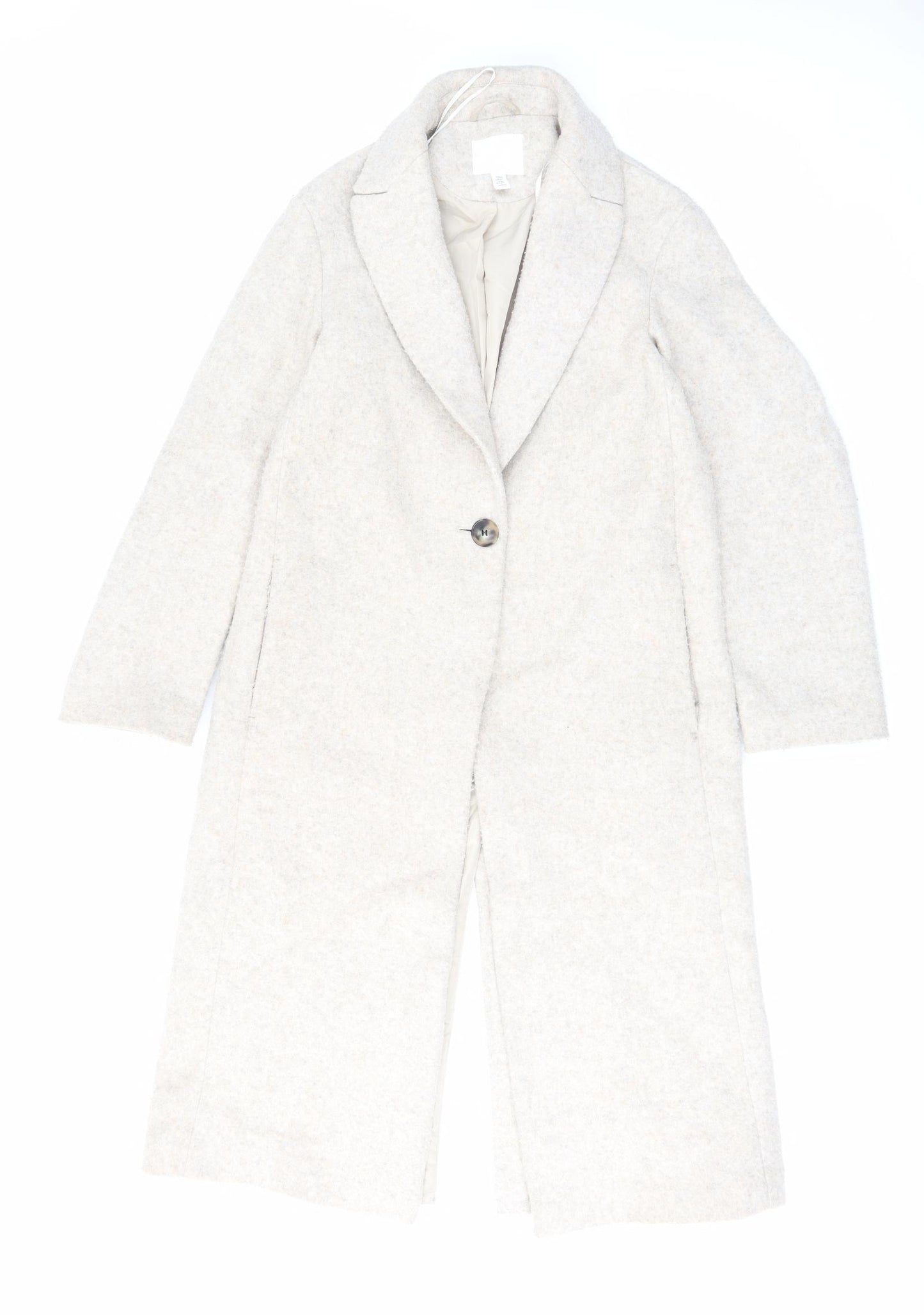 H&M Womens Beige Overcoat Coat Size XS Button