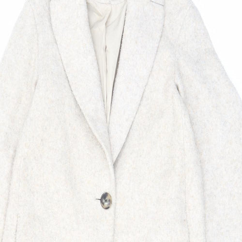 H&M Womens Beige Overcoat Coat Size XS Button