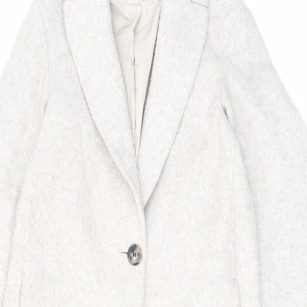 H&M Womens Beige Overcoat Coat Size XS Button