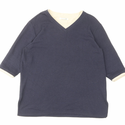 Leisure Womens Blue V-Neck Polyester Pullover Jumper Size 20