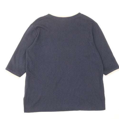 Leisure Womens Blue V-Neck Polyester Pullover Jumper Size 20