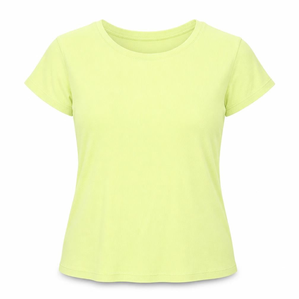 Front view of Marks & Spencer women’s green cotton basic t-shirt, size UK 16, crew neck